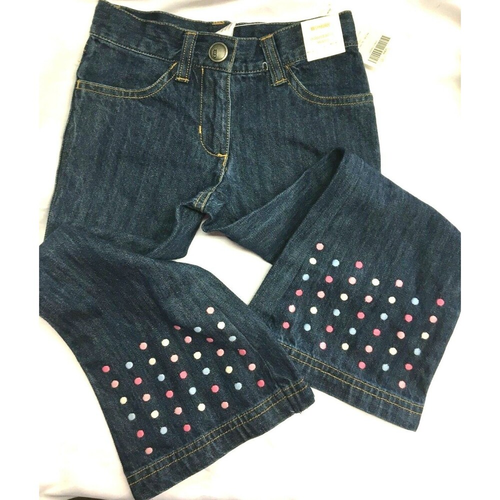 Gymboree Blue Jeans Pink Blue White Polka Dots Girl's Size 4 NWT Free Shipping